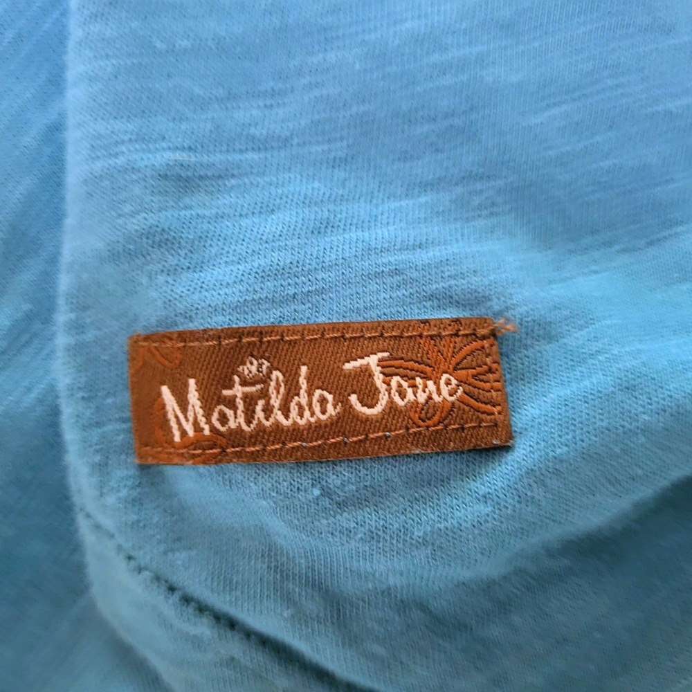 Matilda Jane 'Sit Back and Relax' Caribbean Blue Flutter Sleeve Boho Chic Tee S - Picture 5 of 9